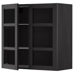 IKEA METOD(794.566.38) половина / 2 стеклянная дверь, черный / Lerhyttan черная морилка