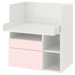 IKEA SMÅSTAD(093.922.54) письмовий стіл, білий ніжно-рожевий / з 2 ящиками