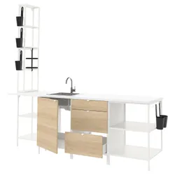 IKEA ENHET (593.381.70) кухня, белый / имитация дуб
