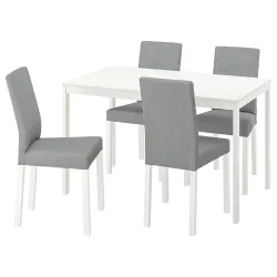IKEA VANGSTA / KÄTTIL  Стол и 4 стула, белый / Knisa светло-серый (594.288.49)