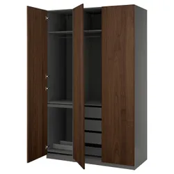IKEA PAX / BJÖRNESKOGEN(495.752.75) комбінований гардероб, темно-сірий/горіховий шпон