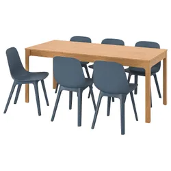IKEA EKEDALEN / ODGER (194.830.17) стіл і 6 стільців, дуб / синій