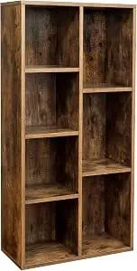 Книжный шкаф VASAGLE Cube, отдельно стоящий, с 7 отделениями, 50 x 24 x 106 см | Детская открытая полка, для гостиной, кабинета,