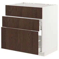 IKEA METOD / MAXIMERA (594.042.97) стоячий шкаф / вытяжка с ящиками, белый / синарп коричневый