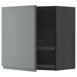 IKEA METOD(994.657.45) навесной шкаф с сушкой для посуды, черный/Воксторп темно-серый