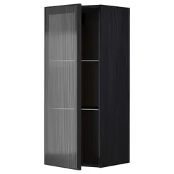IKEA METOD(294.907.29) полустеклянный шкаф, черный/Hejsta антрацит рифленое стекло