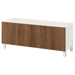 IKEA BESTÅ(696.121.06) Телевизионная скамья с дверями, Biały/Lappviken/Stubbarp Walnut