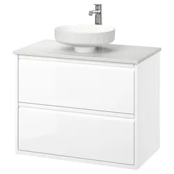 IKEA ÄNGSJÖN / LERSJÖN(195.712.88) Мыть шкафы с ящиками/мытьем/батареей, белый/белый глянец имитация мрамор