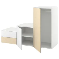IKEA PLATSA(295.009.88) шкаф с 2 дверьми + 2 ящика, белый Kalbåden/яркий эффект сосны FONNES белый