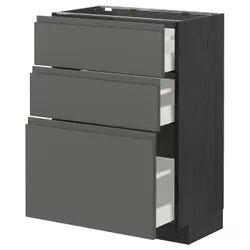 IKEA METOD / MAXIMERA (493.110.86) стоячий шкаф с 3 ящиками, черный/Воксторп темно-серый