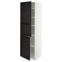 IKEA METOD(594.661.86) Высокий шкаф с полками/2drz, Белый/Лерхиттан окрашенный черным