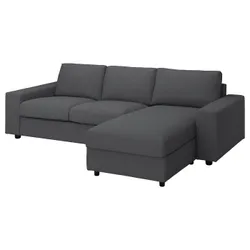 IKEA VIMLE(294.014.22) 3-местный диван с козеткой, с широкими подлокотниками / Халларп серый