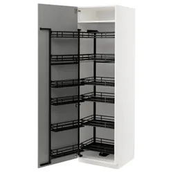IKEA METOD(994.719.49) высокий шкаф с выдвижной кладовой, белый/Бодбин серый