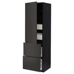 IKEA METOD / MAXIMERA(094.988.11) в с половин/4 ящика/дверь/2 пт, черный/Nickebo матовый антрацит