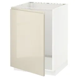 IKEA METOD(394.564.85) шкаф для раковины, белый / Воксторп глянцевый светло-бежевый