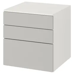 IKEA SMÅSTAD / PLATSA(193.875.63) комод, 3 ящика, белый / серый