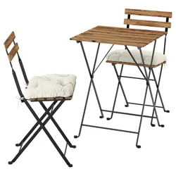 IKEA TÄRNÖ(295.753.42) Таблица+2 стула, снаружи, Черное/светло -коричневое складывание/складное пятно