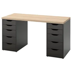 IKEA LAGKAPTEN / ALEX(194.320.37) рабочий стол, Окрашенный дуб в белом/царнибрąZ