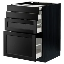 IKEA METOD / MAXIMERA(894.339.48) шафа з висувною стільницею / 3 шухляди, чорний / Lerhyttan чорний тонований