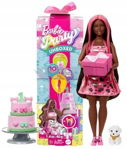 Лялька Барбі "Сюрпризи на вечірці" з написом "Цукерка на день народження", дитячий набір +3 JFG71