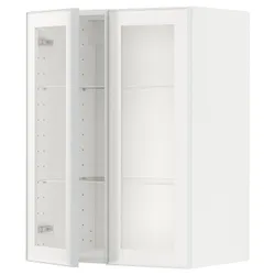 IKEA METOD(794.905.62) полиці настінної шафи/2 скляні двері, білий/Хейста біле прозоре скло