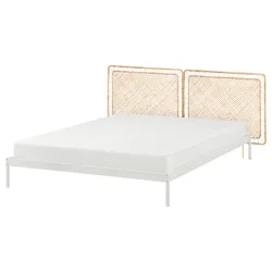 IKEA VEVELSTAD(394.417.38) каркас ліжка/2 узголів'я, білий/ротанг Tolking