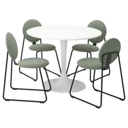 IKEA DOCKSTA / MÅNHULT(195.059.34) стол и 4 стула, белый белый/Хакебо серо-зеленый