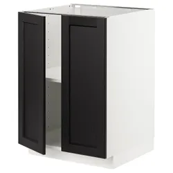 IKEA METOD (494.588.70) stj шкаф/полки/2 дверцы, белый / лерхиттан черная морилка