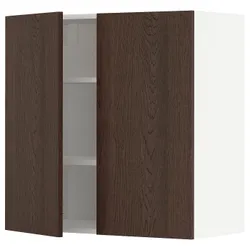 IKEA METOD(694.640.83) навісна шафа з полицями / 2 двер, білий / Сінарп коричневий
