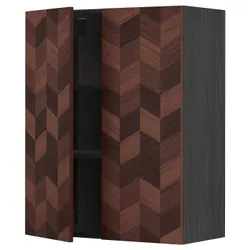 IKEA METOD(994.701.53) навісна шафа з полицями / 2 двер, Hasslarp чорно-коричневий візерунок
