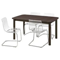 IKEA STRANDTORP / TOBIAS(793.886.49) стол и 4 стула, коричневый / прозрачный