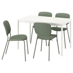 IKEA VIHALS / VIHALS(595.899.55) Стол и 4 стула, Белый/зеленый тибблби серый