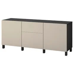 IKEA BESTÅ(294.402.54) комбинация с выдвижными ящиками, черно-коричневый/Лаппвикен/Стуббарп светло-серо-бежевый