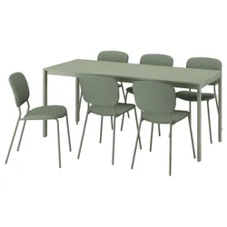 IKEA VIHALS / VIHALS(295.899.66) стол и 6 стульев, Зеленый/зеленый тибблби серый