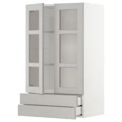 IKEA METOD / MAXIMERA(594.555.31) w w w 2 стеклянные двери / 2 ящика, белый/лерхиттан светло-серый