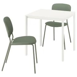 IKEA VIHALS / VIHALS(795.899.35) Стол и 2 стула, Белый/зеленый тибблби серый