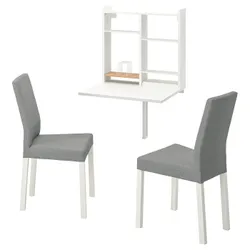 IKEA NORBERG / KÄTTIL(594.803.14) стол и 2 стула, белый / Книса светло-серый