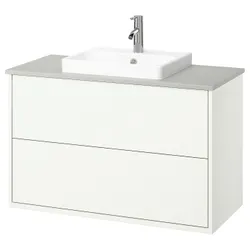 IKEA HAVBÄCK / ORRSJÖN(695.215.40) тумба під умивальник з ящиками/мийкою/змішувачем, імітація білого/сірого каменю