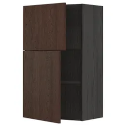 IKEA METOD(294.690.30) навісна шафа з полицями / 2 двер, чорний/Sinarp коричневий