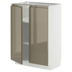 IKEA METOD(795.767.30) Шафа STJ/полиці/2 двері, білий/Voxtorp Gloss Dark -brown