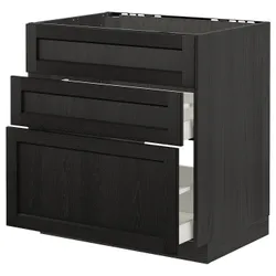 IKEA METOD / MAXIMERA(893.357.16) стояча шафа / витяжка з ящиками, чорний/Lerhyttan чорний тонований