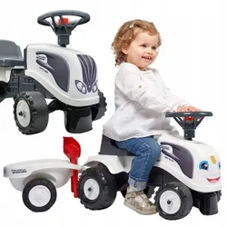 ТРАКТОР FALK ІЗ ЗЙОМНИМ ПРИЧЕПОМ BABY VALTRA WHITE + AKC ВІД 1 РОКУ