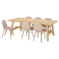 IKEA MÖCKELBY / ODGER(792.770.19) стол и 6 стульев, дуб / белый / бежевый