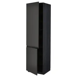IKEA METOD(794.954.23) высокий шкаф с полками/2 двери, черный/Upplöv матовый антрацит