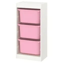 IKEA TROFAST (893.359.76) стелаж з контейнерами, білий / рожевий