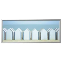 IKEA BJÖRKSTA(595.089.21) картина с рамкой, пляжные хижины/серебро