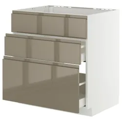 IKEA METOD / MAXIMERA(495.772.03) Стоящий шкаф Pł/Okap Zint. от топоров, белый/voxtorp Gloss Dark -Brown