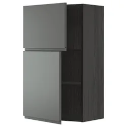 IKEA METOD(794.693.96) навісна шафа з полицями / 2 двер, чорний/Voxtorp темно-сірий