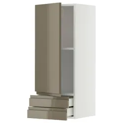 IKEA METOD / MAXIMERA(795.765.89) настінна шафа, двері/2 ящики, білий/Voxtorp Gloss Dark -brown