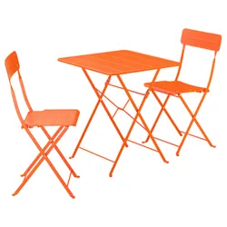 IKEA SUNDSÖ(695.730.20) Стол и 2 складных стульев, Внешний ярко -оранжевый/ярко -оранжевый